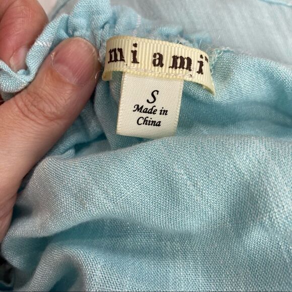 Miami‎ Turquoise Floral Embroidered Bell Sleeve Top - Picture 5 of 8